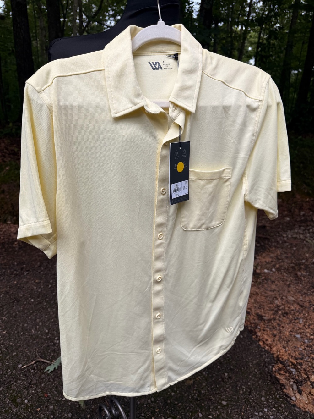 VRST Men's Short Sleeve Button-Down Shirt in Pale Yellow